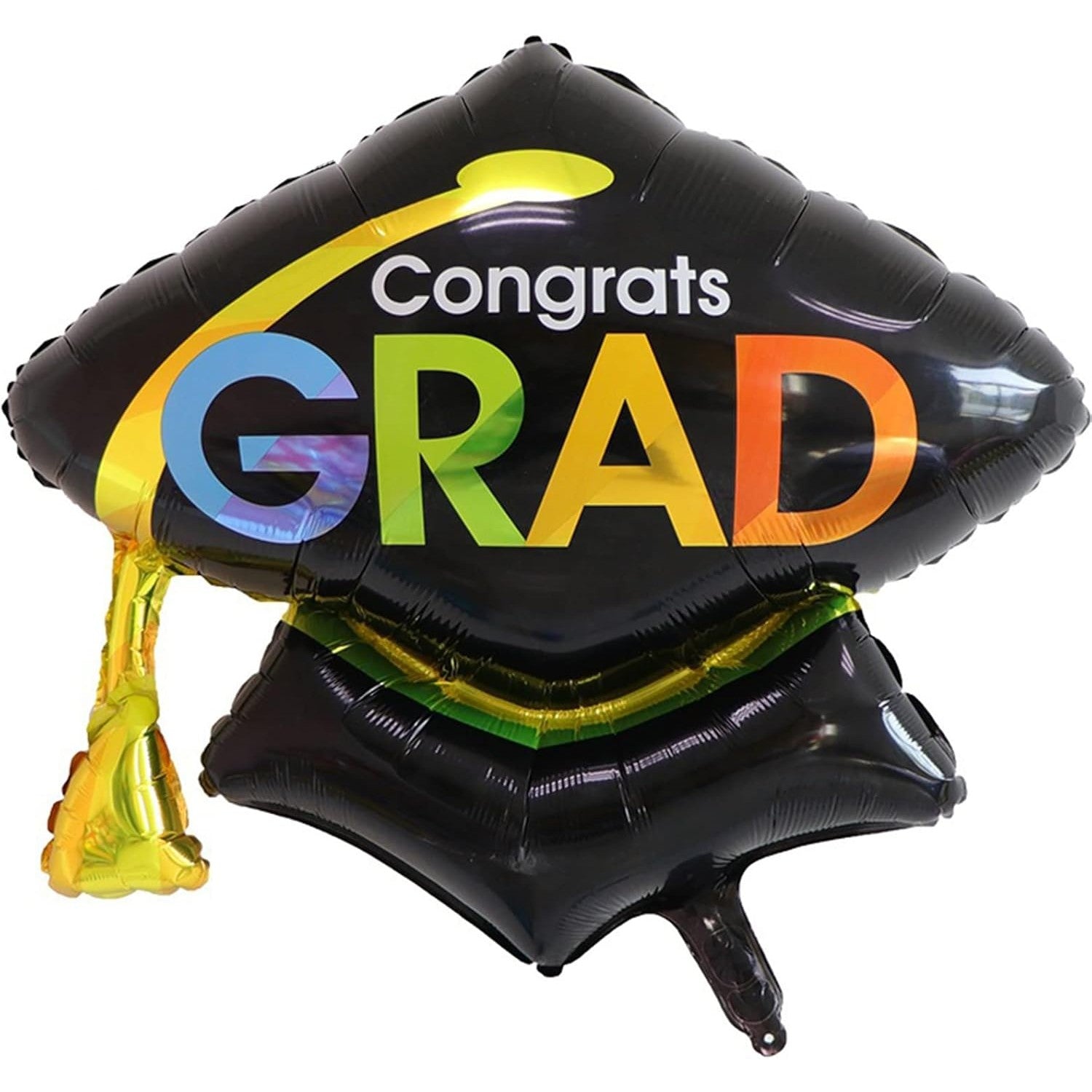 Balon din Folie Metalizata, ANGELBEAR, Figurina, Model Toca Congrats Grad, Tematica Absolvire,  66x66 cm, Ambalaj Individual, Pai Inclus, Umflare cu Aer sau Heliu, Negru